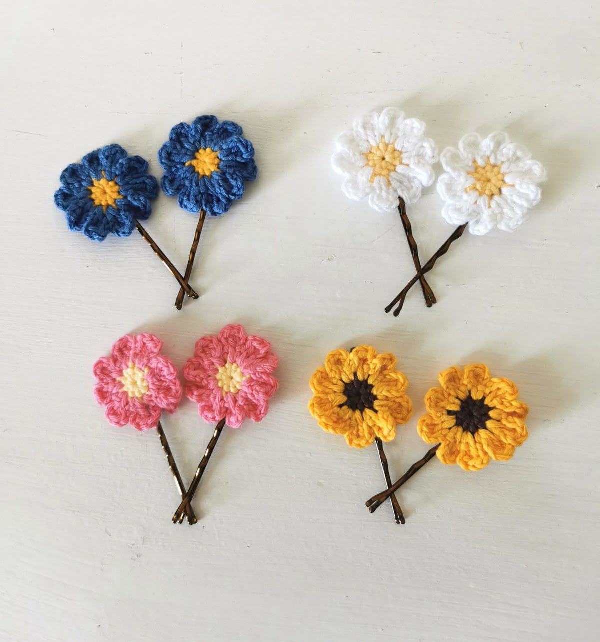 Crochet Flower Hairpins