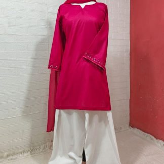 Plain cotton suit with farshi shalwar