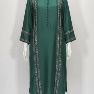 Emerald Green Silk Suit with Stone Work Embroidery